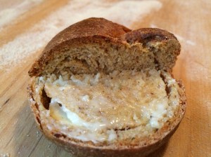 ... half the mustard roll.